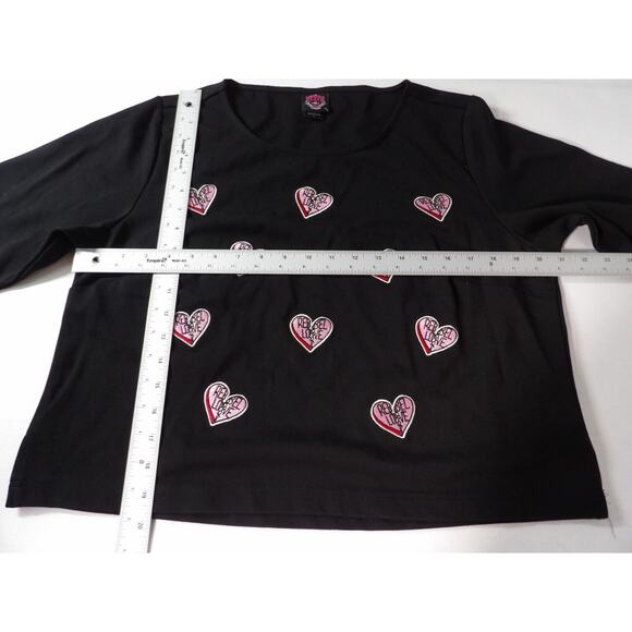 Torrid 1 1X Rebel Wilson Top Patchwork Black Hearts Short Sleeve Love - Picture 8 of 12